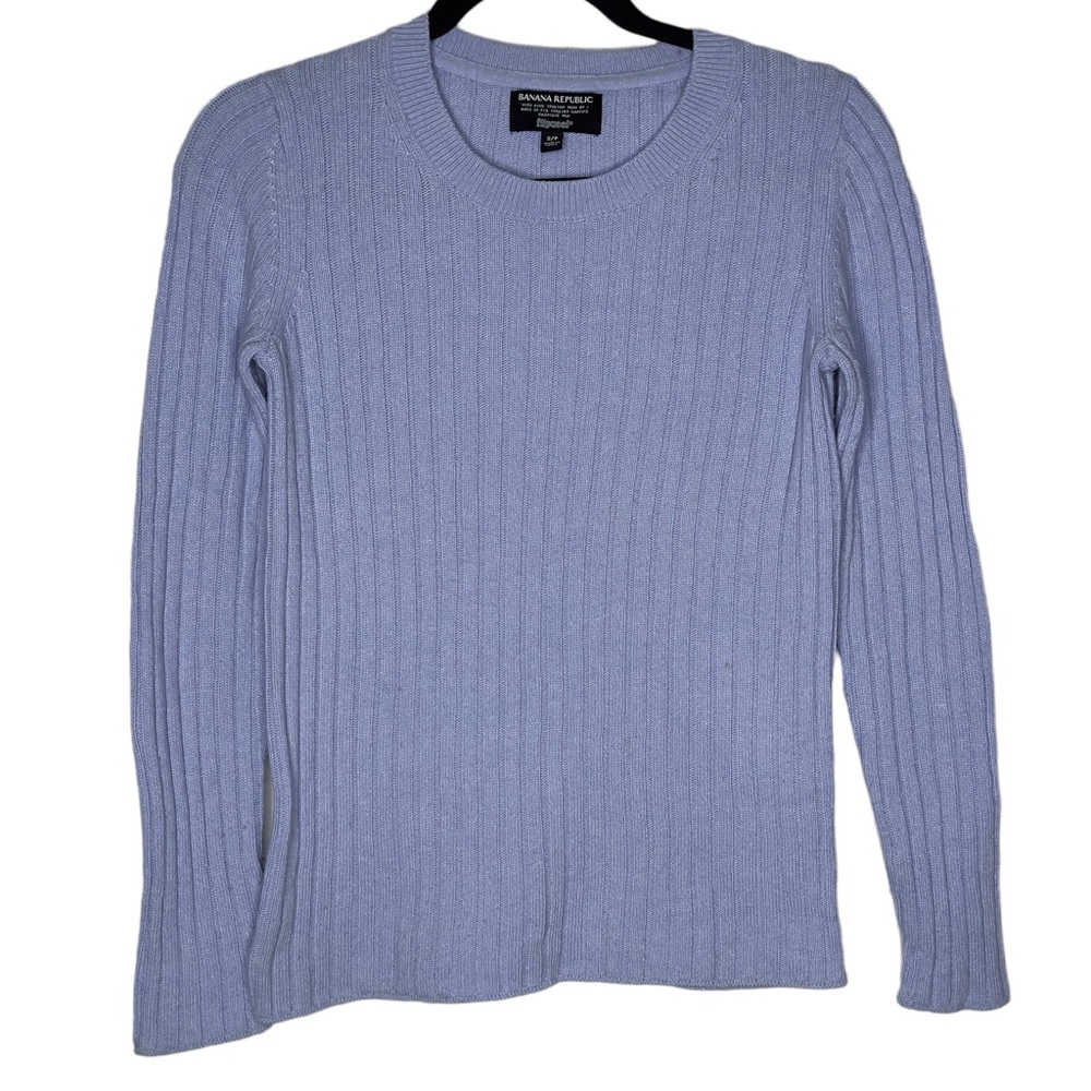Banana Republic Cashmere Blend Ribbed Long Sleeve Blue Sweater Size Small